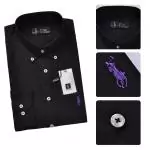 ralph lauren hommes createur chemises manche longue 2019U polo bresil poney coton noir